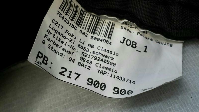 Mercedes CL W217 rear left seat lower A2179240500 seat rear left