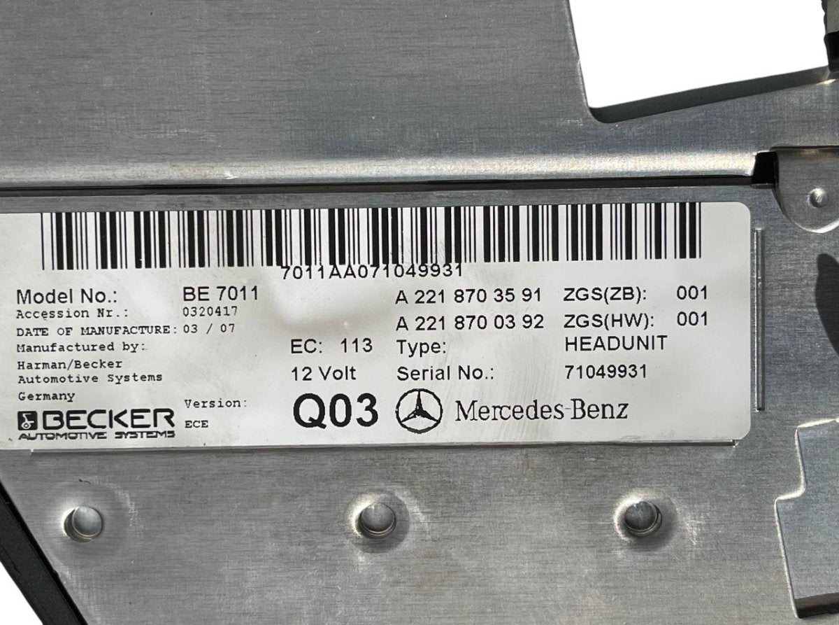 2218703591 2218702686 2218708285 2218709287 BE7011 2218703685 2218700392 Radio MERCEDES-BENZ S-CLASS (W221) (2005-2013)