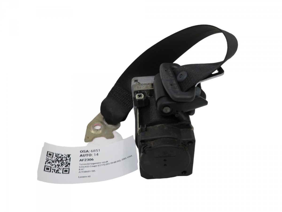 A21586017859C94 A2158601785 2158601785 Seat Belt Rear Left MERCEDES-BENZ S-CLASS Coupe (C215) (1999-2006)