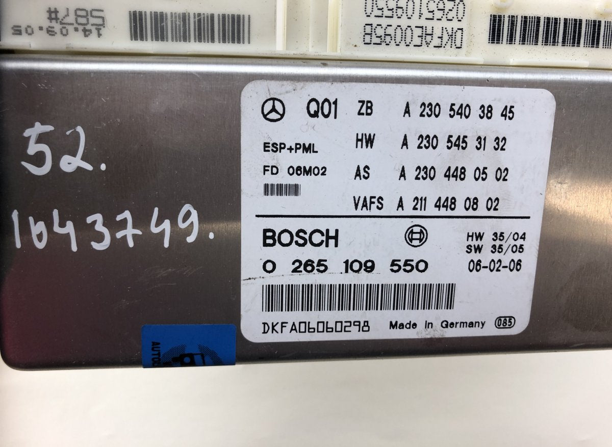 0265109550 ESP control unit MERCEDES-BENZ SL-CLASS (R230) (2001-2012)