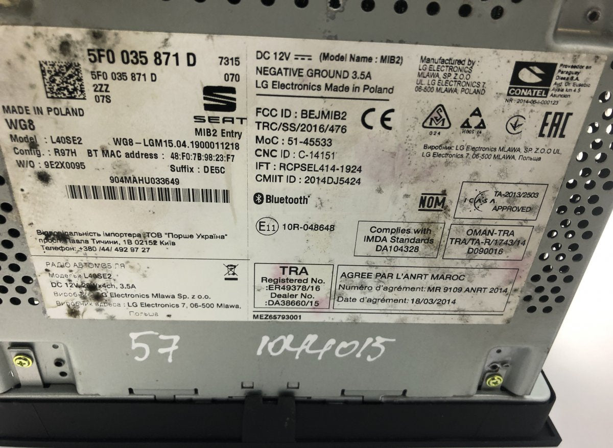 5F0035871D Radio SEAT LEON (5F) (2012-2020)