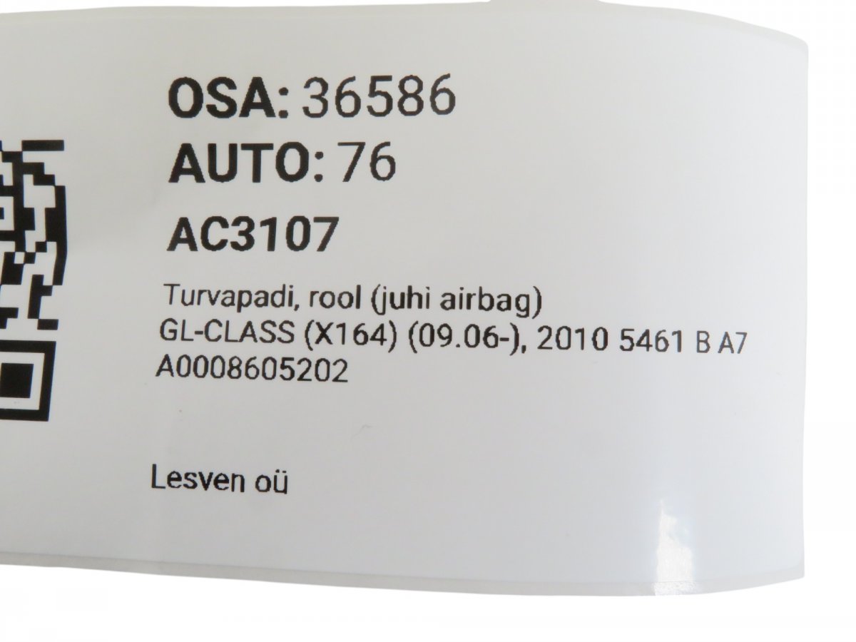 A0008605202 A00086052029116 Steering Wheel Airbag MERCEDES-BENZ GL-CLASS (X164) (2006-2012)