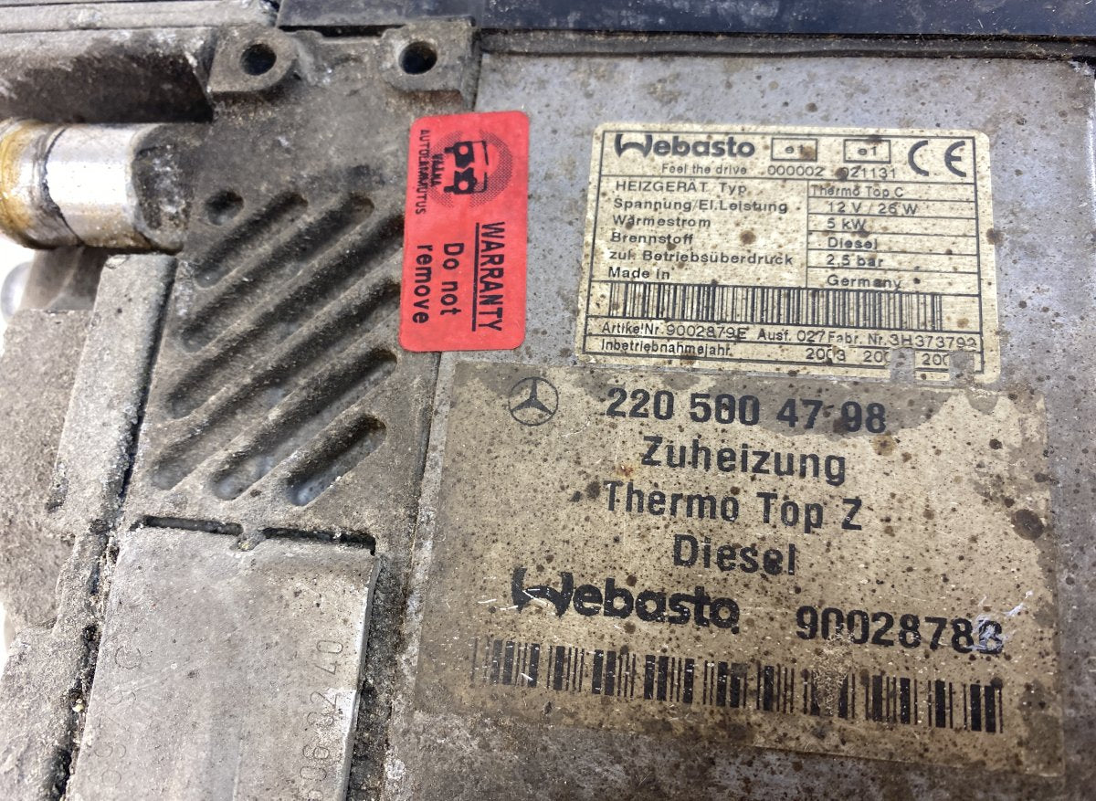 9002874B 9002878B 9002878B9002879E Auxiliary / pakring heater (webasto) MERCEDES-BENZ S-CLASS (W220) (1998-2005)