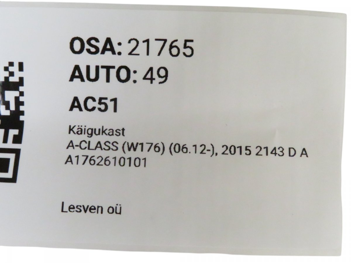 A1762610101 Gearbox MERCEDES-BENZ A-CLASS (W176) (2012-2018)