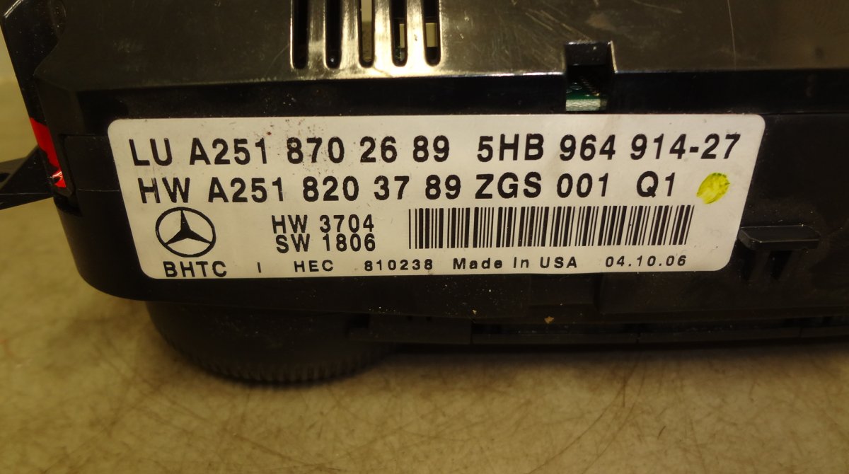 5HB964914-27 Heater control panel MERCEDES-BENZ R-CLASS (W251) (2006-2013)
