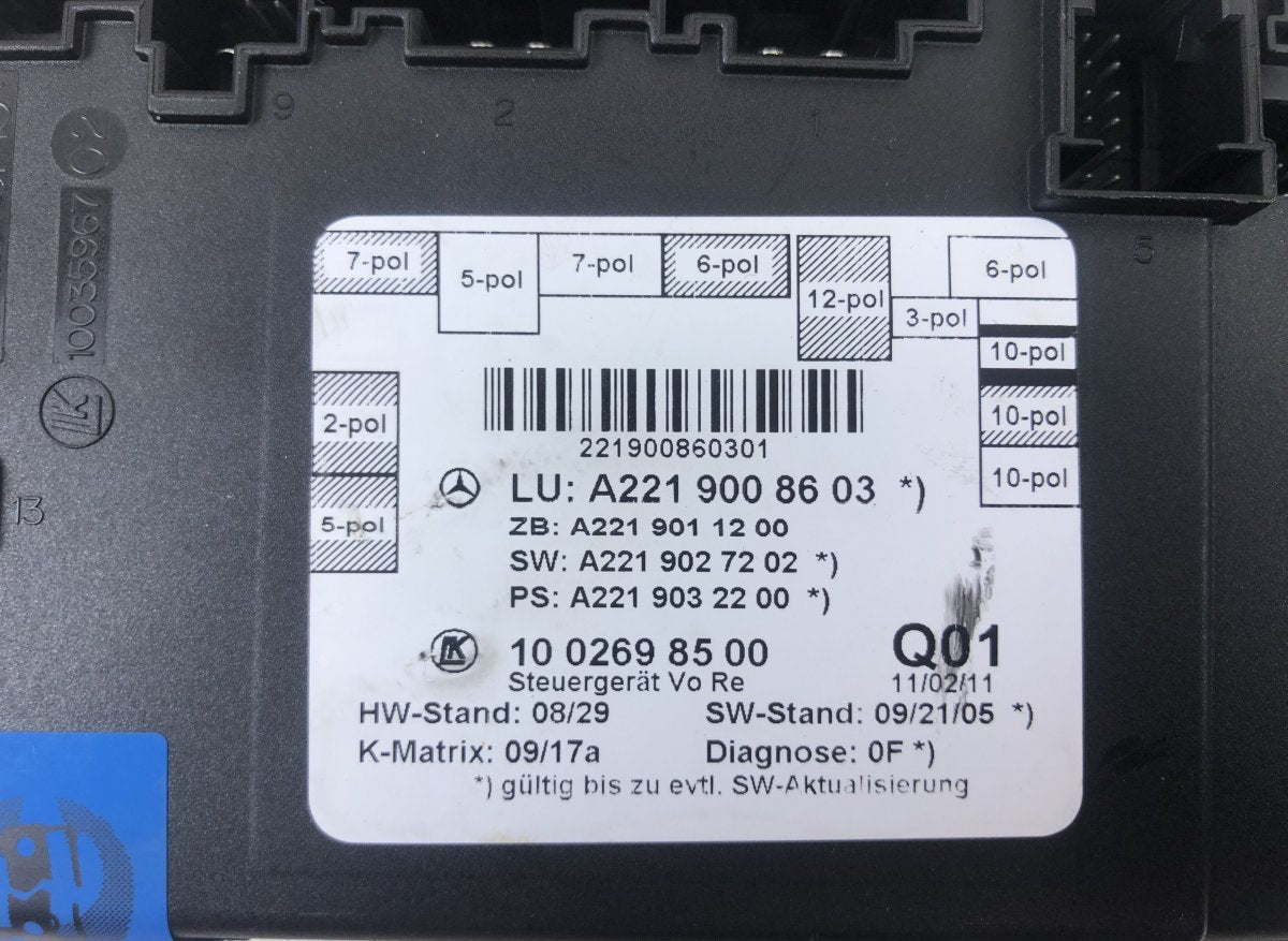 0507937702 0507951501 Door control unit front right MERCEDES-BENZ S-CLASS (W221) (2005-2013)