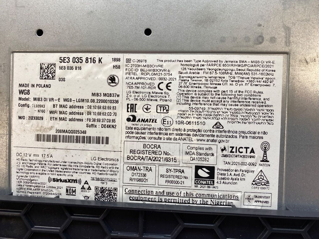 5E3035816K MMI control module (Multimedia interface) SKODA OCTAVIA IV (NX, NN) (2019-)