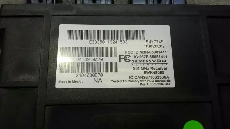 Chevrolet Corvette C6 Electronic Module 15853335 ECU Keyless Go Kessy