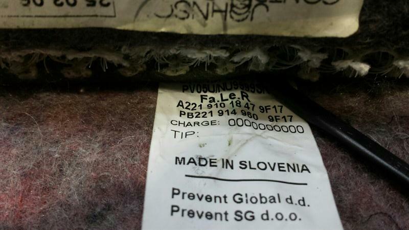 Mercedes W221 right seat backrest ventilation A2219101847 right seat ventilation