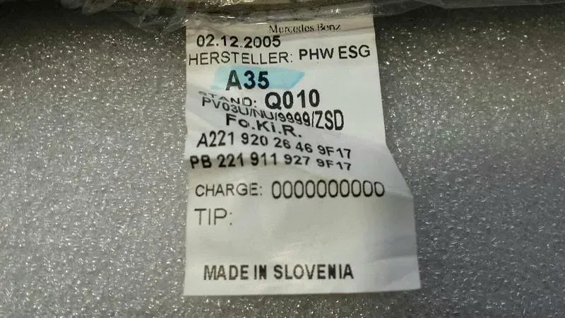 Mercedes W221 Rear Right Seat Leather A2219202646 Rear Right Seat Leather