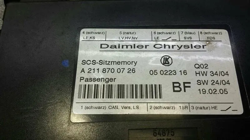 Mercedes CLS W219 W211 passenger seat module A2118700726 seat memory module
