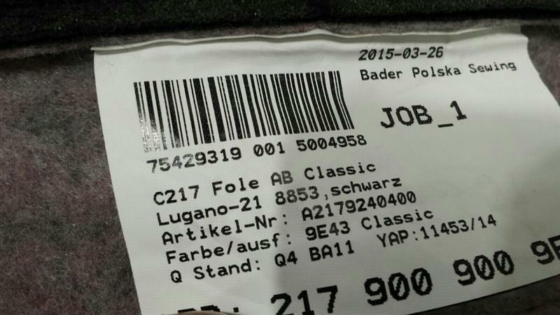 Mercedes CL W217 rear seat backrest A2179240400 seat rear
