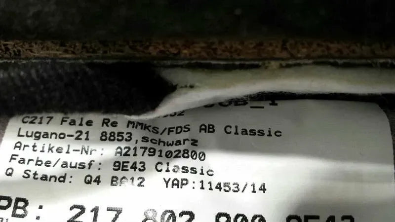 Mercedes CL W217 Front Right Seat Backrest A2179102800 Seat Front Right Vented