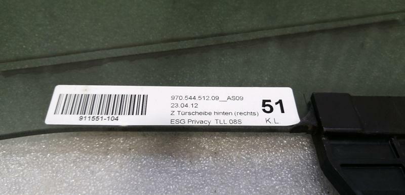 Porsche Panamera 970 Right Rear Door Glass 97054451209 Door Window Rear Right