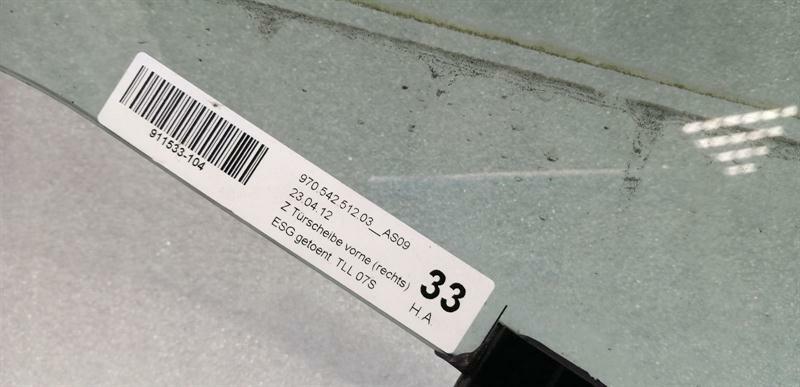 Porsche Panamera 970 Right Front Door Glass 97054251203 Door Window Front Right