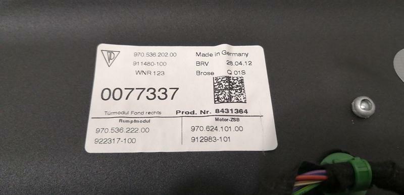 Porsche Panamera 970 RRH rear door winder 97053620200 window regulator rear right