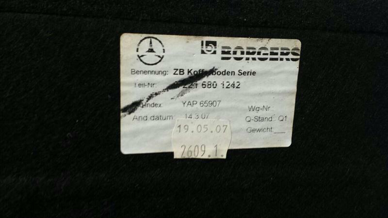 Mercedes S-Class W221 Boot Lid Floor A2216801242 Boot Liner