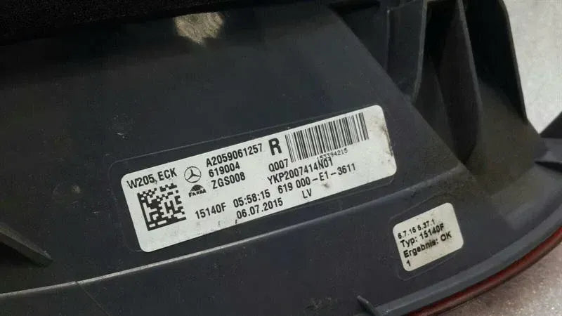 Mercedes C Class W205 RHD Right Rear Light A2059061257 Right Hand Drive