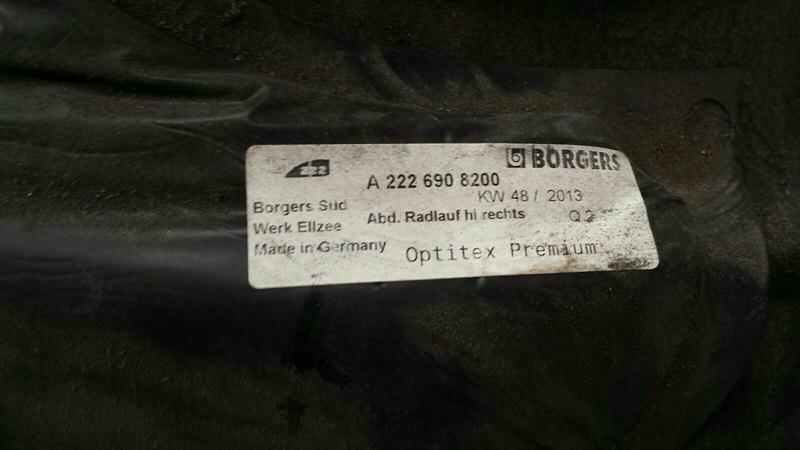 MERCEDES S-CLASS W222 RRH WHEEL ARCH LINER A2226908200 WHEEL ARCH COVER HR