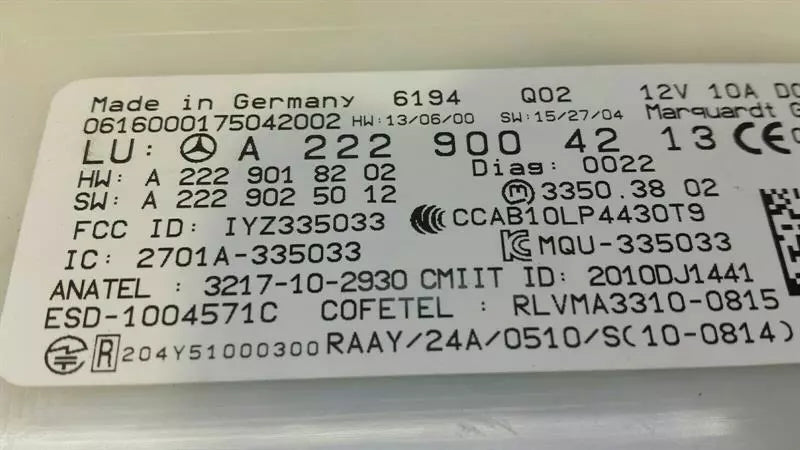 Mercedes C Class W205 Electronic Module A2229004213 ECU