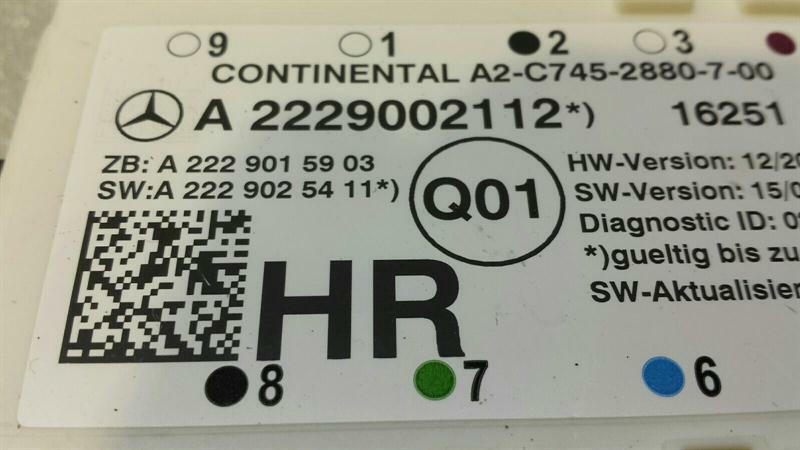 Mercedes C Class W205 RRH Door Module A2229002112 Door Control Unit Rear Right