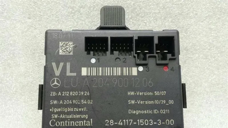 Mercedes C Class W204 Front Left Door Module A2049001206 Control Unit Door FLH
