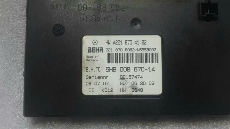Mercedes CL W216 climate module A2218704192 air conditioning control unit AC AMG
