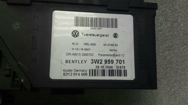 Bentley Continental GT W12 RHD FRH Door Window Motor 3W2959701 Right Hand Drive