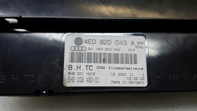 2004 Audi A8 Car Climate Control Climate Control Panel 4E0910043