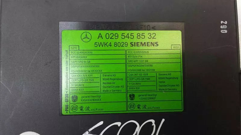 Mercedes S-Class W220 Keyless Go Module A0295458532 Keyless Go Control Unit