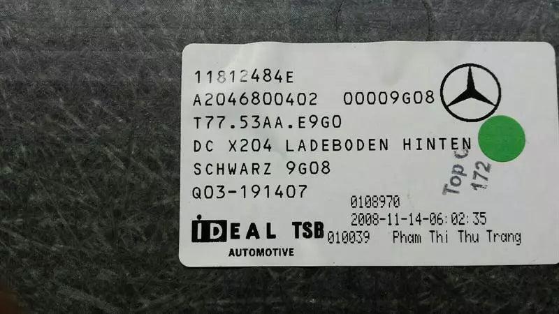 Mercedes GLK X204 Luggage Compartment Cover A2046800402 Boot Liner