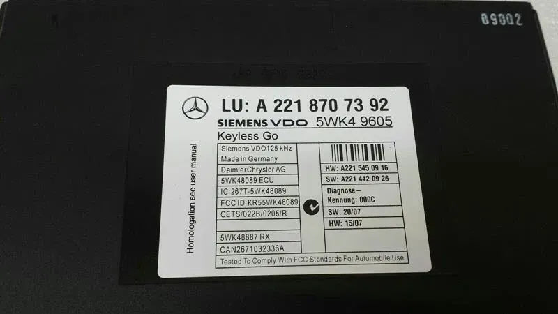Mercedes CL W216 Keyless Go Module A2218707392 Keyless Go ECU