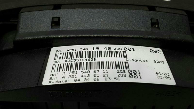 Mercedes R Class W251 Instrument Cluster A2515401948 Speedometer Diesel MPH