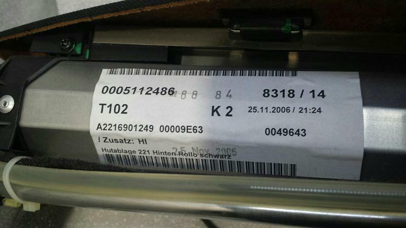 Mercedes W221 Rear Sun Blind Roller Blind A2218102920 Sun Blind Rear Black