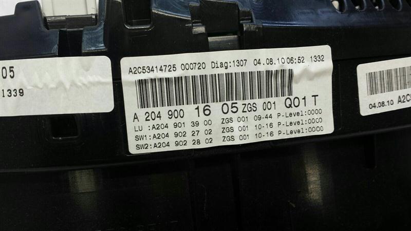 Mercedes GLK X204 Instrument Cluster A2049001605 Speedometer MPH