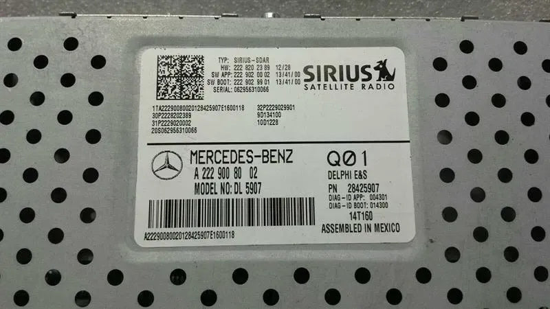 Mercedes S-Class W222 Tuner/Sirius Satellite Receiver A2229008002 ECU