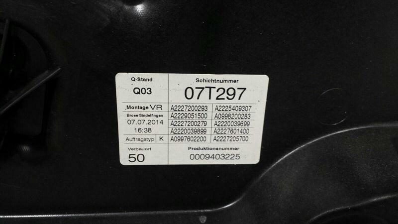 Mercedes S-Class W222 Right Front Door Winder A2227201402 Window Regulator Right