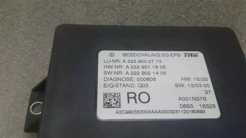 Mercedes S-Class W222 Park Brake Module A2229002713 Parking Brake Control Unit
