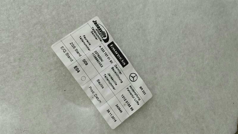 Mercedes S-Class W222 RHD Door Card Front Right A2227207800 Right Hand Drive Leather