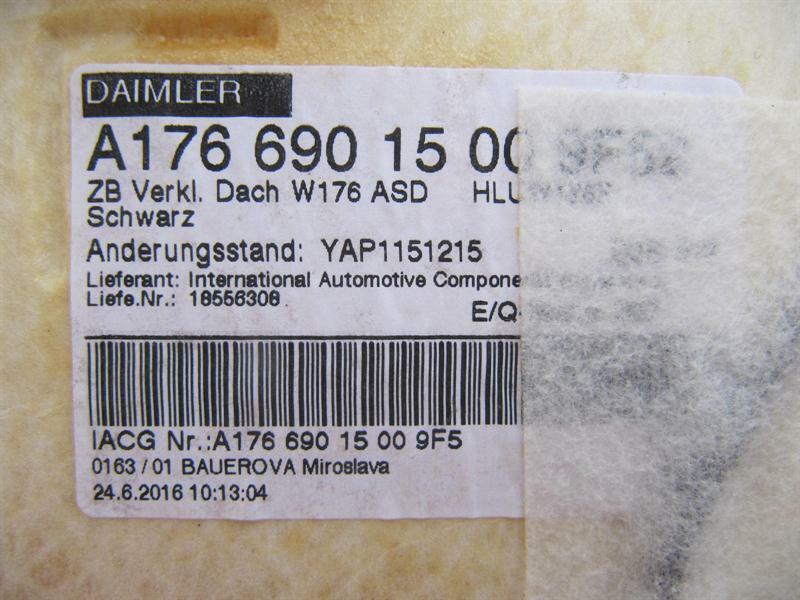 Mercedes A Class W176 Black Panorama Roof Lining A1766901500 Roof Black