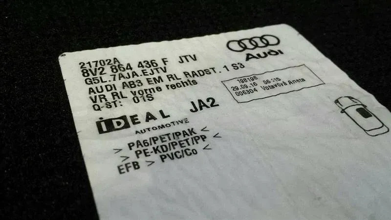 Audi S3 8V RHD Floor Carpet Matte Set 8V2864435F Right Handlebar