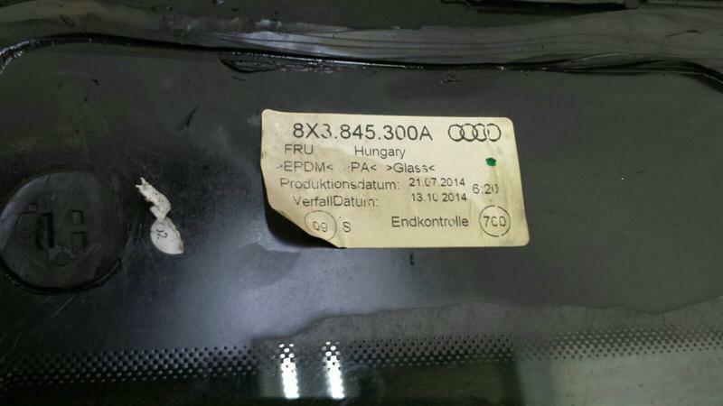 Audi A1 8X Right Rear Quarter Glass 8X3845300A Side Window 1⁄4 Rear Right