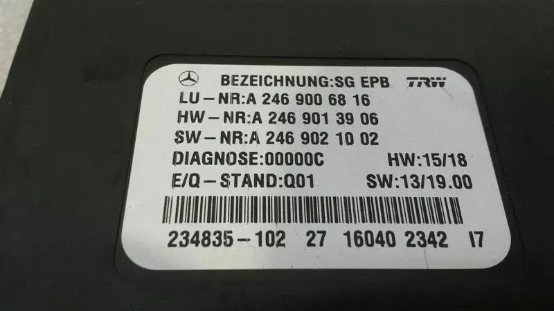 Mercedes A Class W176 Park Brake Module A2469006816 Parking Brake Control Unit