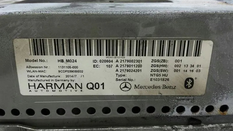 MERCEDES S-CLASS W222 CD PLAYER A2179002301 AUDIO SYSTEM CONTROLLER -