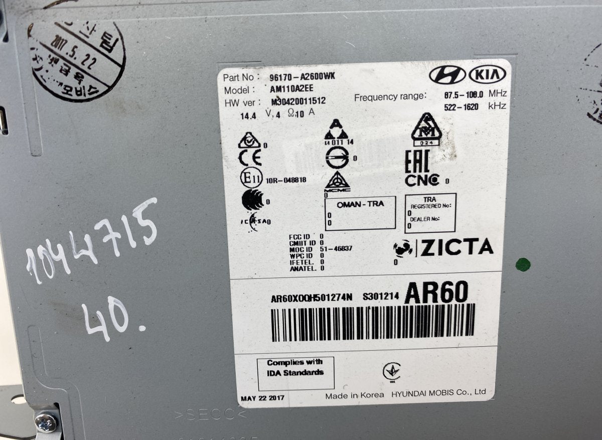96170A2600WK Radio KIA CEE'D II (JD) (2012-2018)