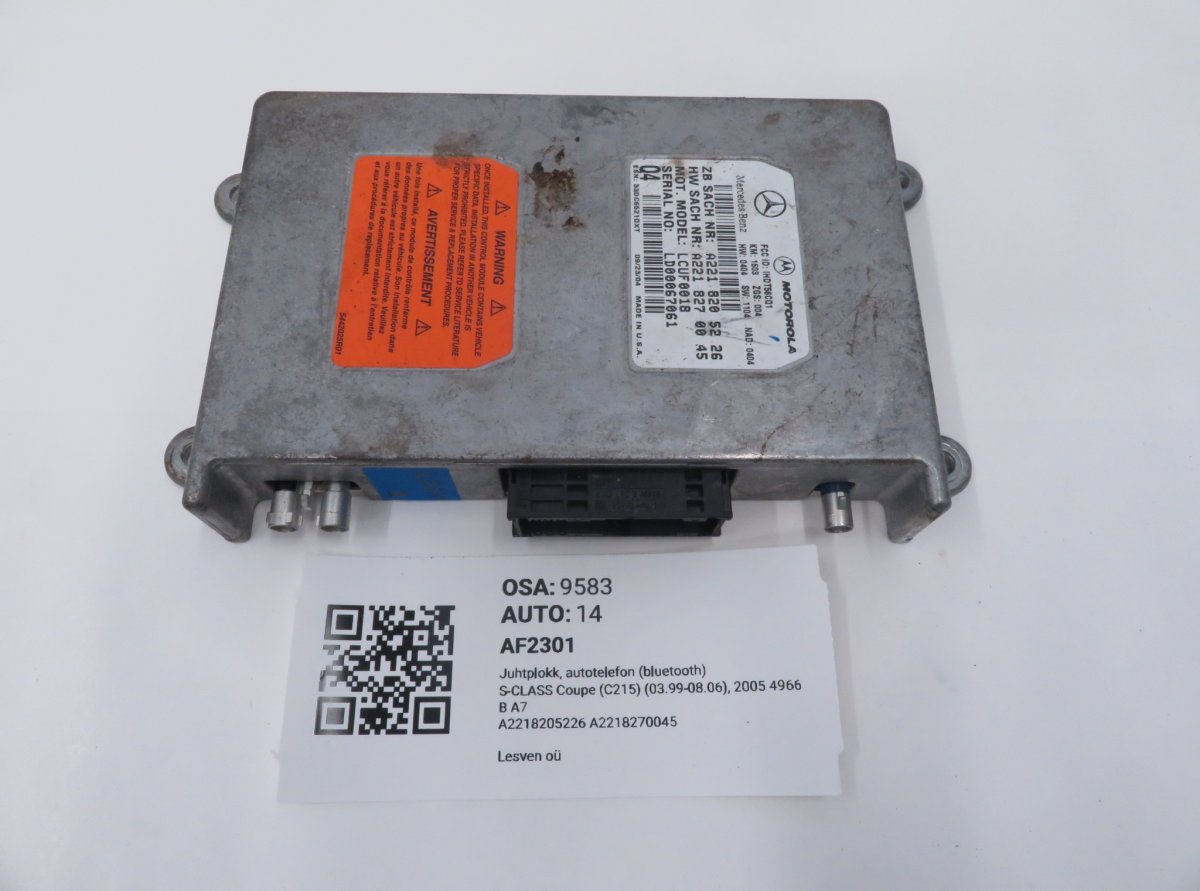 A2218205226 2218205226 Phone / bluetooth control unit MERCEDES-BENZ S-CLASS Coupe (C215) (1999-2006)