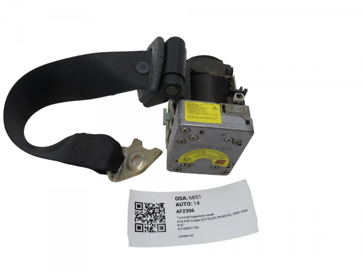 A21586017859C94 A2158601785 2158601785 Seat Belt Rear Left MERCEDES-BENZ S-CLASS Coupe (C215) (1999-2006)