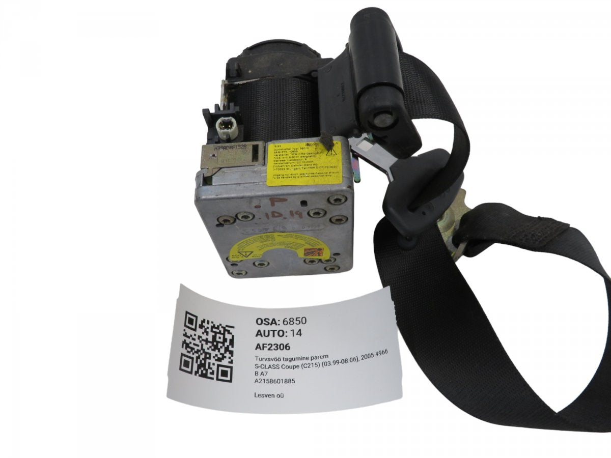 A21586018859C94 A2158601885 2158601885 Seat Belt Rear Right MERCEDES-BENZ S-CLASS Coupe (C215) (1999-2006)