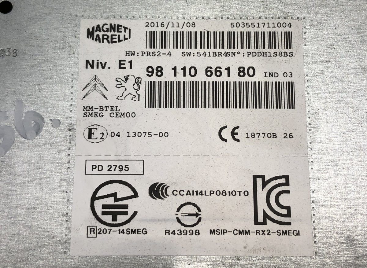 9811066180 Radio tuner PEUGEOT 2008 I (A94) (2013-2019)