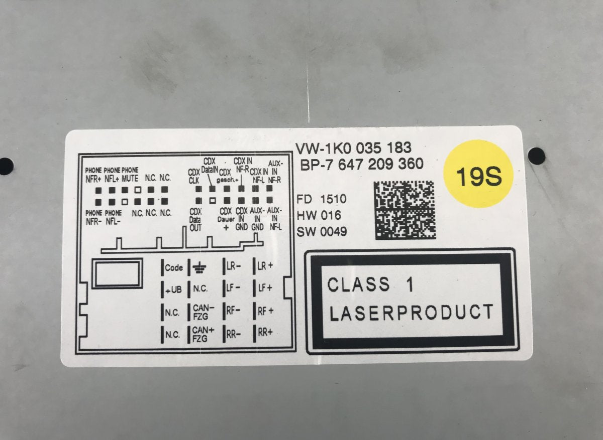 1K0035183 1K0035183 Radio VW PASSAT B7 / ALLTRACK (2010-2015)